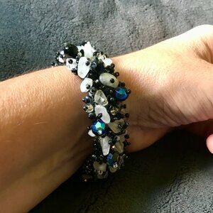 Gemstone and Seed Bead Cuff Bracelet